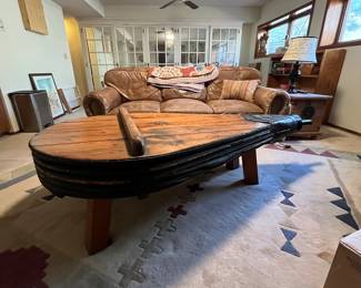 Coffee Table Made with Giant Bellow - Fantastic Piece
Unique handcrafted table made from a giant bellow. The Bellow, while fragile, still works! Beautiful Condition. Overall length is 82", 39" wide at widest point, 20" tall.
This item is heavy, winner must bring adequate help and a large enough vehicle for transport.
Note photos for details and condition. Measurements taken under field conditions are approximate within 1/2". Feel free to reach out with any questions.
Items are heavy and we do not assist with loading. Be sure to bring adequate help and a large enough vehicle for large items. If you need assistance, call Denny for an estimate for delivery. (720) 393-0204.