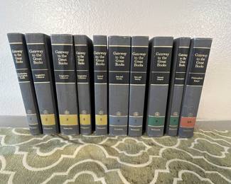 Gateway to the Great Books (Complete Set)
A complete set of 10 volumes from 'Gateway to the Great Books', published by Encyclopaedia Britannica, Inc. Includes titles such as 'Introduction to Symbolical Logic', 'Imaginative Literature', 'Men and Society', 'Natural Science', 'Mathematics', and 'Philosophical Essays'. All volumes show signs of usage but are in good condition.
Note photos for details and condition. Measurements taken under field conditions are approximate within 1/2". Feel free to reach out with any questions.
Items are heavy and we do not assist with loading. Be sure to bring adequate help and a large enough vehicle for large items. If you need assistance, call Denny for an estimate for delivery. (720) 393-0204.