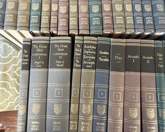 Great Books of the Western World Collection - Complete Set!
A complete collection of the Great Books of the Western World, published by Encyclopaedia Britannica in 1952. This lot includes volumes featuring works from classic authors and philosophers such as Plato, Aristotle, Shakespeare, and many more, providing a comprehensive overview of Western literature and thought.
Note photos for details and condition. Measurements taken under field conditions are approximate within 1/2". Feel free to reach out with any questions.
Items are heavy and we do not assist with loading. Be sure to bring adequate help and a large enough vehicle for large items. If you need assistance, call Denny for an estimate for delivery. (720) 393-0204.