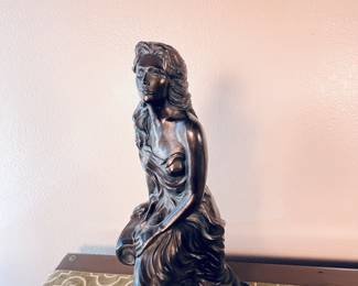Bronze Sculpture by Artist Alice Heath entitled “Chloe”. This is a beautiful sculpture that features a woman leaning casually with a dress cascading. It is a beautiful sculpture by Alice Health entitled “Chloe”.
Note photos for details and condition. Measurements taken under field conditions are approximate within 1/2". Feel free to reach out with any questions.
Items are heavy and we do not assist with loading. Be sure to bring adequate help and a large enough vehicle for large items. If you need assistance, call Denny for an estimate for delivery. (720) 393-0204.