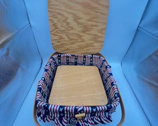 Longaberger Cake Basket. Longaberger Cake Basket with insert. Includes a patriotic fabric lining. Beautiful Condition!
Note photos for details and condition. Measurements taken under field conditions are approximate within 1/2". Feel free to reach out with any questions.
Items are heavy and we do not assist with loading. Be sure to bring adequate help and a large enough vehicle for large items. If you need assistance, call Denny for an estimate for delivery. (720) 393-0204.