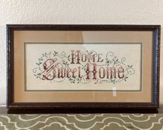 Beautiful Cross Stitch Sampler. Enjoy this beautiful framed piece, hand cross stitched with love with “Home Sweet Home”. Excellent condition.
Note photos for details and condition. Measurements taken under field conditions are approximate within 1/2". Feel free to reach out with any questions.
Items are heavy and we do not assist with loading. Be sure to bring adequate help and a large enough vehicle for large items. If you need assistance, call Denny for an estimate for delivery. (720) 393-0204.