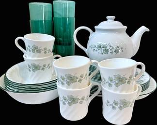 Corelle by Corningware Calloway Green Ivy Plates, Bowls, Mugs