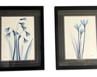 2 Framed Blue Floral Prints by Albert Koetsieh