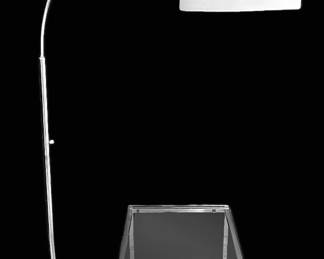 Modern Arc Floor Lamp Chrome Glass Top Side Table
