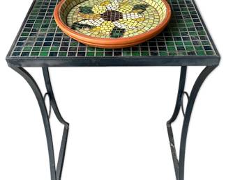 Mosaic Patio Side Table Sunflower Tabletop Birdbath