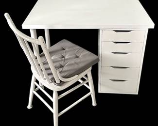 White IKEA Alex Office Desk Wooden Chair