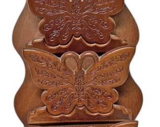 Vintage Wood Butterfly Mail Key Holder