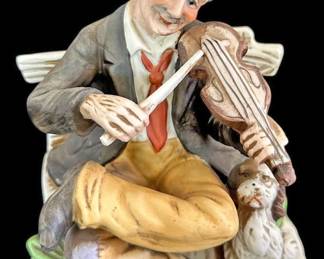 Homco Violin Man Bisque Porcelain Figurine