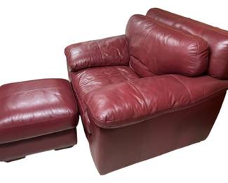 Red Leather Armchair Ottoman