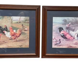 Framed Chicken Prints Country Decor