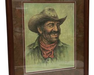 Framed Bill Hampton Cowboy Western Print