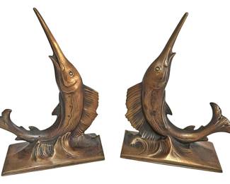 Brass Sword Fish Bookends or Paperweights