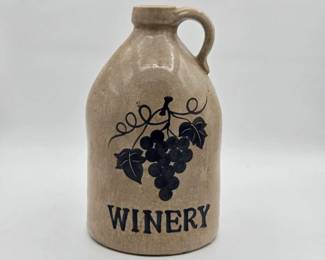 Vintage Island Imports Pottery Ceramic Glazed Jug Grape Vine and Winery