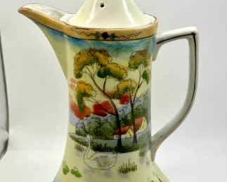 Antique Nippon Hand-Painted Porcelain Chocolate Pot