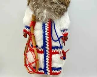 Inuit-Style Doll with Snowshoes and Fur Trim