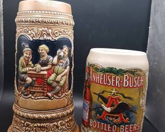 (2) Handmade Painted Beer Steins