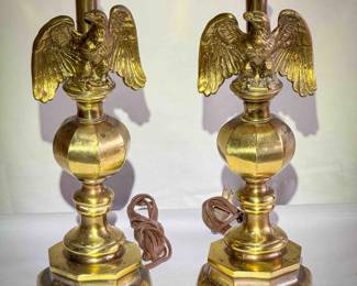 (2) Brass Eagle Table Lamps
