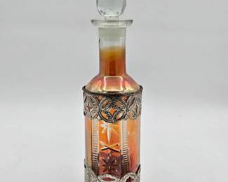 Vintage Glass Decanter with Metal Casing