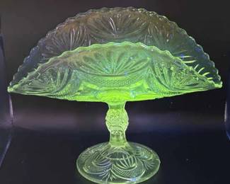 Vintage Pressed Glass Pedestal Banana Stand