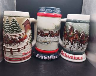 (3) Budweiser Beer Steins