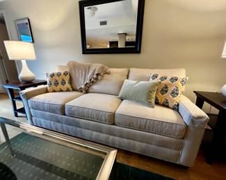 Beautiful neutral tweed upholstered sofa, perfect condition, standard size