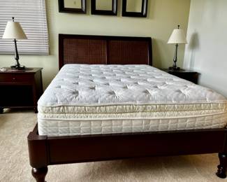 Beautiful brand new mattress and box spring; solid wood bed frame