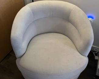 Gorgeous West Elm Viv swivel chair in Frost Grey performance velvet. Excellent condition - front view