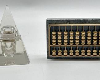 Victorian inkwell, miniature abacus