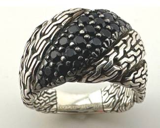 John Hardy sterling, black sapphire ring