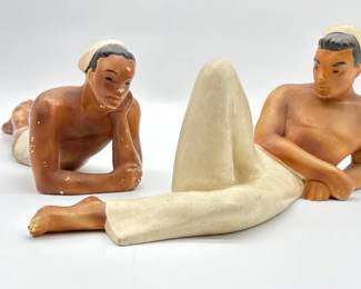 Vintage collectible chalkware sailor figurines