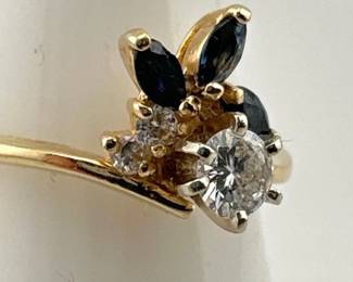 14kt sapphire, diamond ring