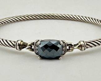 David Yurman sterling, diamond, hematite bangle