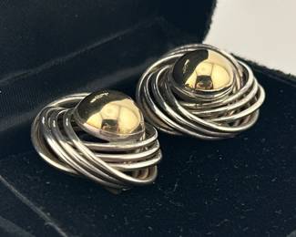 Peter Brahms 14kt, sterling clip earrings