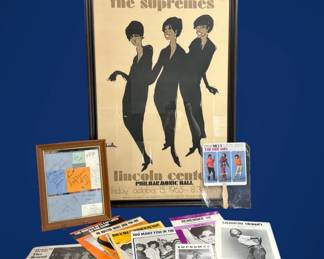 The Supremes framed concert poster, assorted autographs