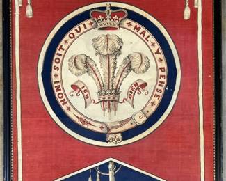 Framed under glass Victorian Prince of Wales flag