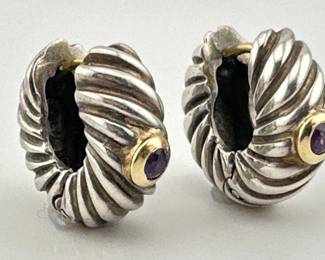 Jonah Grossbardt 18kt sterling amethyst earrings