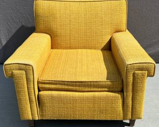 Atomic era canary yellow overstuff armchair