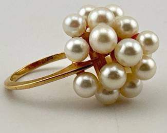 Birks 14kt cluster pearl ring
