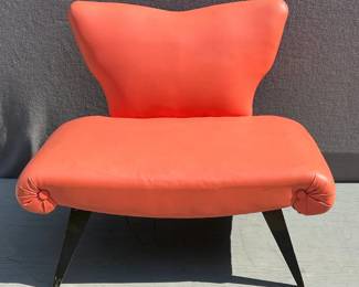 Atomic era salmon butterfly leatherette chaise