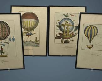 Set of vintage balloon etchings