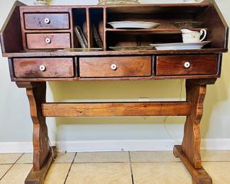 Mid Century Pine Slant Front Desk