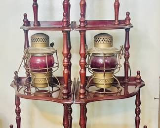 Pair of antique mahogany whatnot shelf from the Victorian era