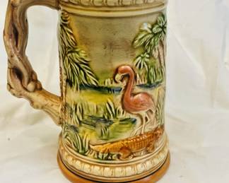 This is a Vintage Flamingo beer stein made in Japan.