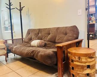 Modern futon in a Chestnut color with a wooden frame