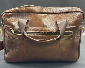 Men's Brown Leather-Look Dopp Kit Bag
