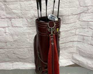 Vintage Brunswick Golf Bag w/ Variety of Clubs