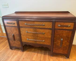 Burl Wood Art Deco Waterfall Style Buffet