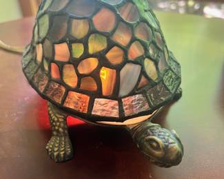 Tiffany Style Stained Glass Turtle Accent Lamp