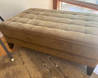 Tufted Brown Upholstered Ottoman/Footstool